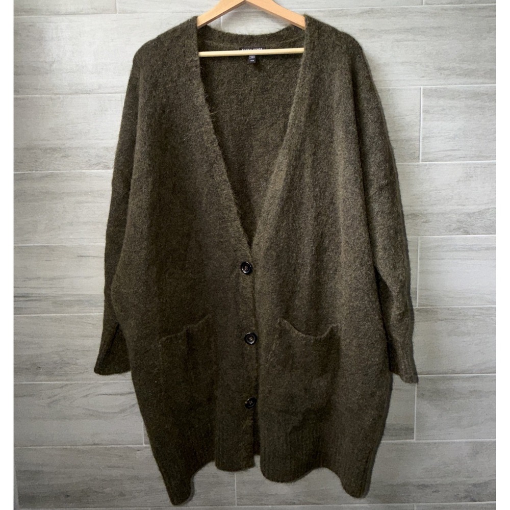 Eileen Fisher Mohair Plush Melange V-Neck Cardigan Sweater Woman's Size M $398